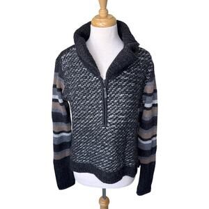 SMARTWOOL Womens CHUP Potlach 1/2 Zip Sweater Aztec SMALL Charcoal Heather